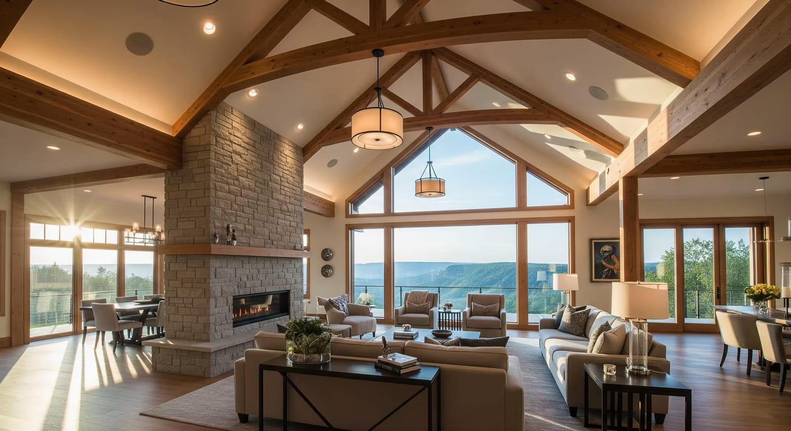 Renovated great room with vaulted ceiling in Clearview Township