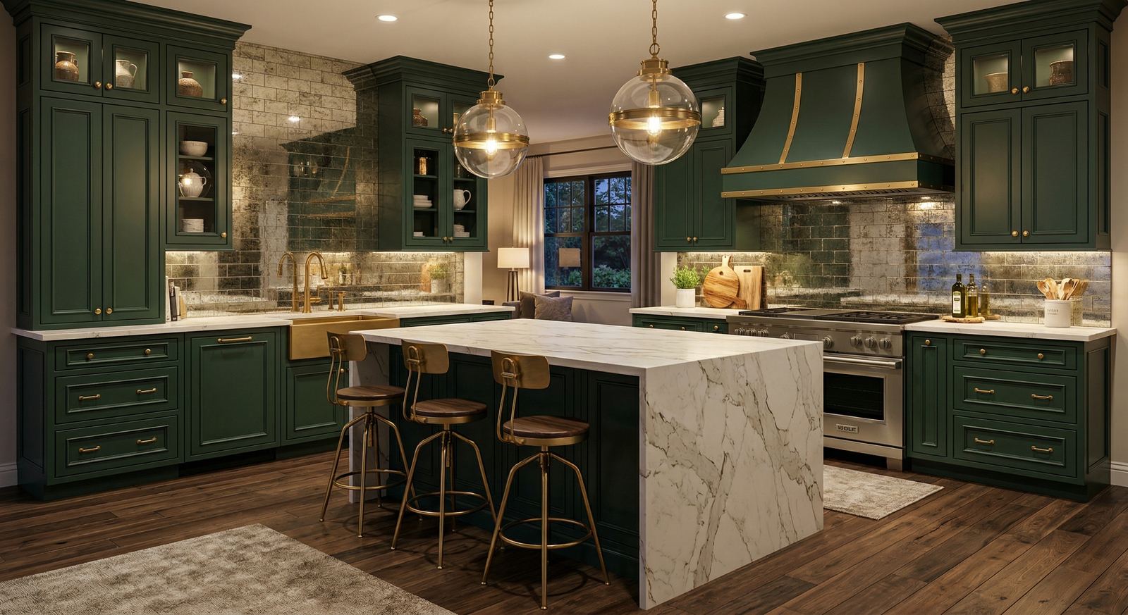 Forest green kitchen renovation in Collingwood by Mighton Construction