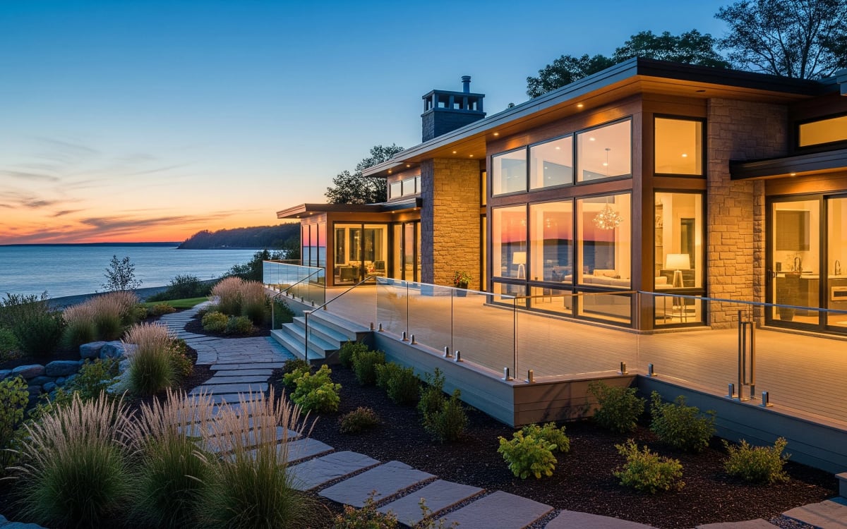 Waterfront custom home on Georgian Bay by Mighton Construction